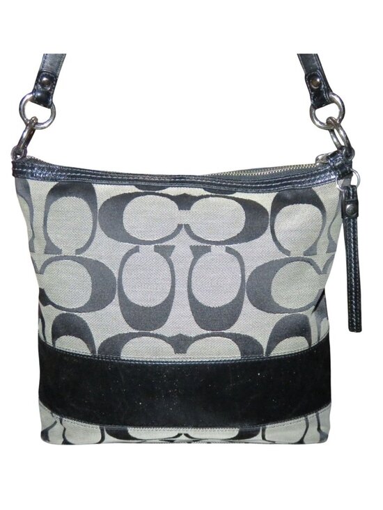 Coach Handbags - Coach 2008 Cursive Creed Limited Edition Signature Stripe Canvas & Leather Tote